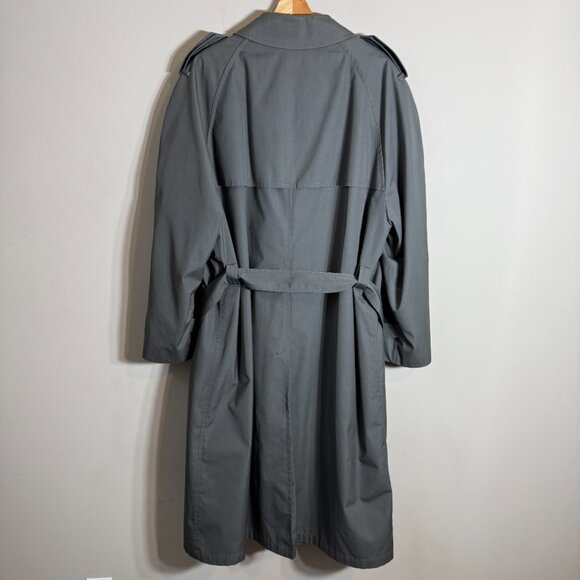 Hart Schaffner Marx Belted Trench Coat Men 44R Gray Wool Removable Lining Preppy - Picture 11 of 16